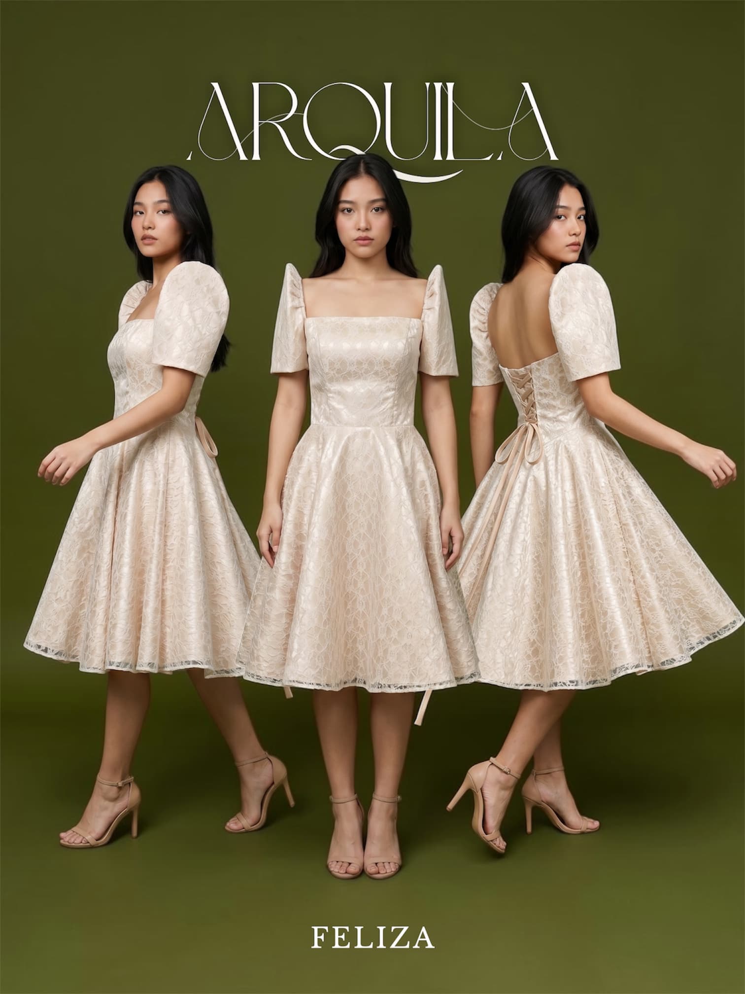 Feliza - Champagne lace, fit and flare