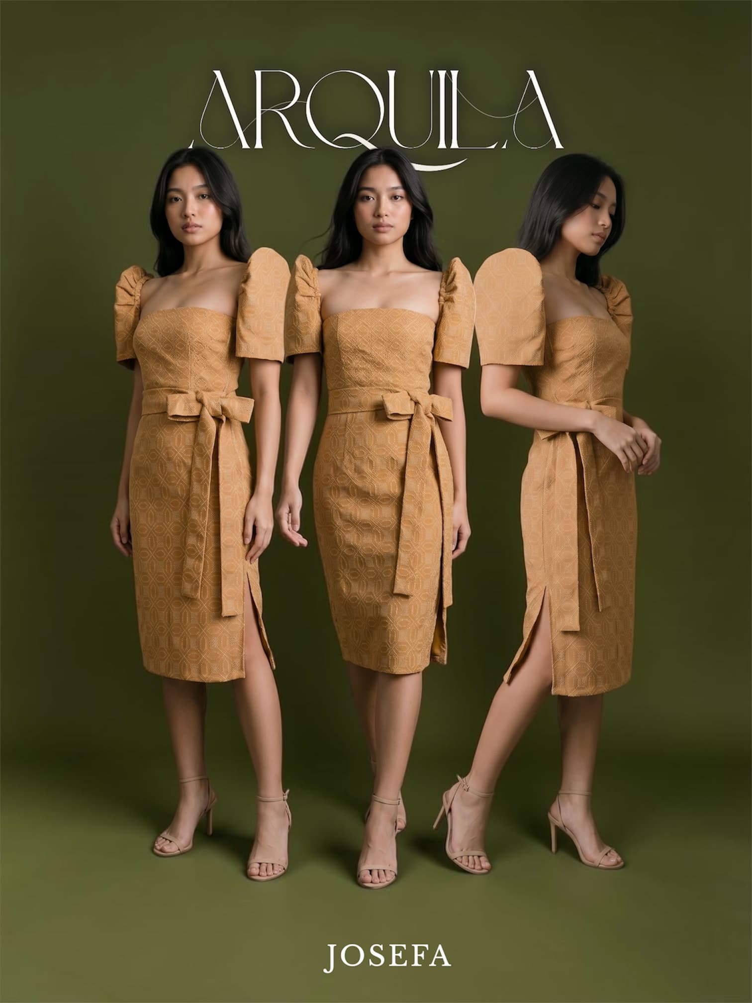 Josefa - Ochre brown jacquard sheath